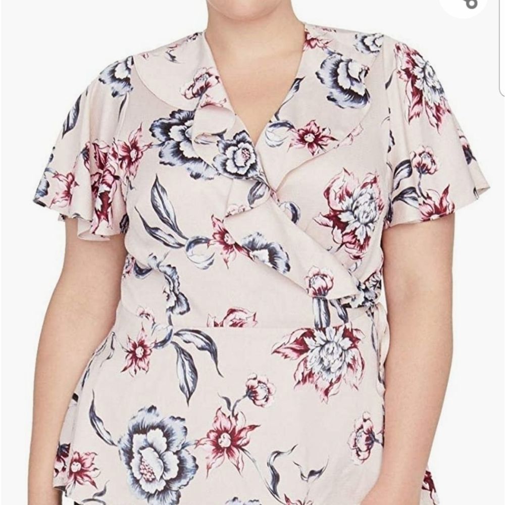 RACHEL Rachel Roy Floral Blouse - Cream, Red, Blue - Picture 2 of 4